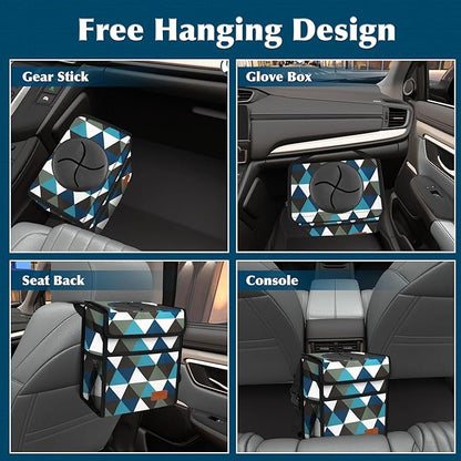 Femuar Car Trash Can with Lid - Leak Proof, Waterproof, Multipurpose Car Hanging for Headrest, Collapsible and Portable with Storage Mesh Pocket, Triangle