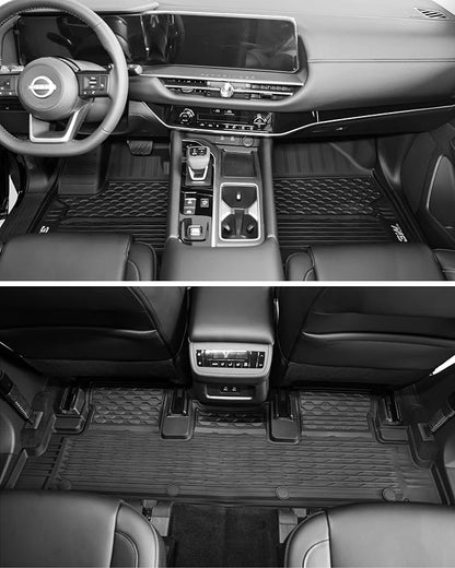 3W Floor Mats for Nissan Pathfinder 2022 2023 2024 2025 2026 (Only fit 7 Passenger Models), 3 Rows,TPE All Weather Protection Car Floor Liners Accessory,Black