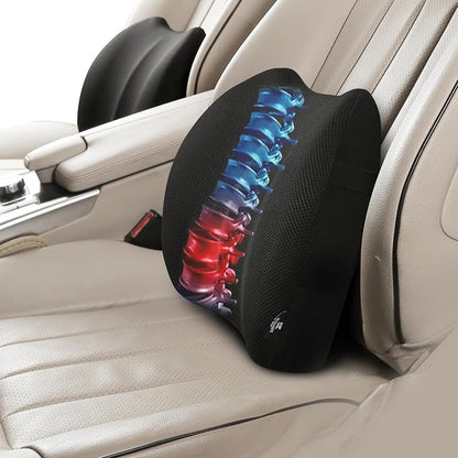 2 Pack Lumbar Support Pillow,Memory Foam Back Cushion for Office Chair,Car Seat,Travel,Ergonomic Posture Corrector for Lower Back Pain Relief,Black