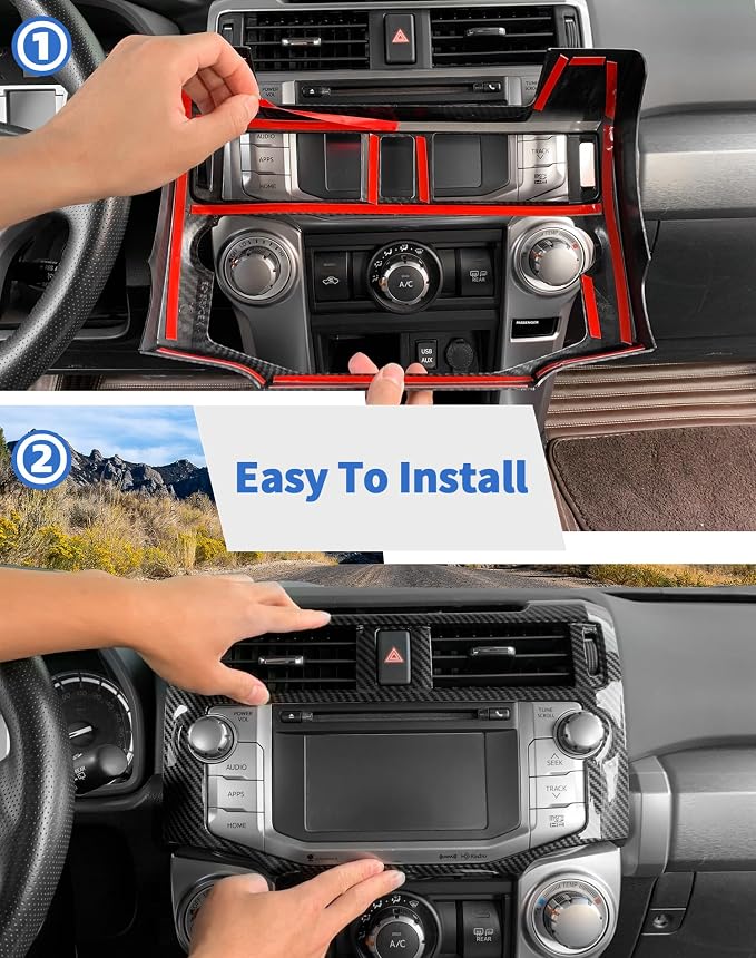 for 4Runner 2010-2019 Carbon Fiber Black Whole Set Interior Panel Cover Trim Kit, Center Console Gear Shift Dashboard Panel Cover Trim for Toyota 4runner Interior Accessories