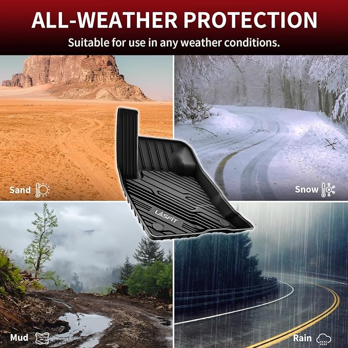 LASFIT Floor Mats for Ford Bronco Sport 2021-2026 Carpet Floor(Not for Rubberized Flooring) All Weather Protector Custom Fit TPE Car Liners, No Sliding, No Curling