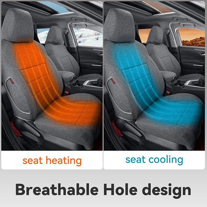 coverdream Front Tacoma Seat Covers Custom Fit for 2024-2026 Toyota Tacoma SR,SR5,TRD Sport,TRD Off-Road,Limited,Fully Covered Breathable Polyester Truck Seat Protector (Front Row Only,Gray)