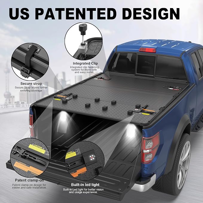 KUIPERAUTO 4.5 ft(4'6") Hard Tri Truck Bed Tonneau Cover Compatible for Ford Maverick 2022-2026 Bed 54inch