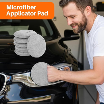 Microfiber Wax Applicator Pads, Car Wax Applicator with Finger Pocket, Buffing & Detail Polishing Foam Pads for Car Cleaning and Fine Polishing (5 inch, 12 Pack)