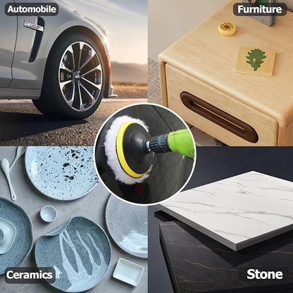8 Pcs Wool Polishing Pad 4 Inches Soft Sheepskin Buffing Pads with Hook and Loop Back for Compound Cutting & Polishing for Automotive, Marine, Furniture