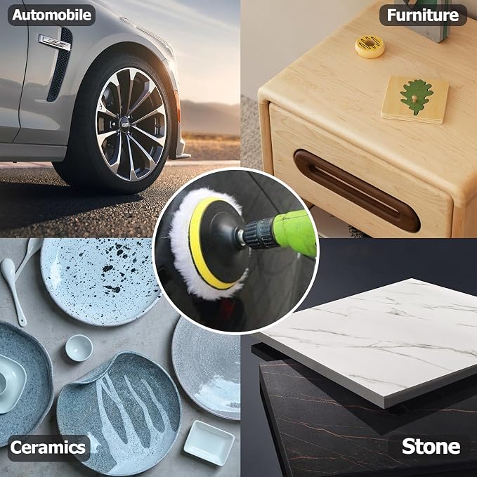 2 Pcs Wool Polishing Pad 7 Inches Soft Sheepskin Buffing Pads with Hook and Loop Back for Compound Cutting & Polishing for Automotive, Marine, Furniture