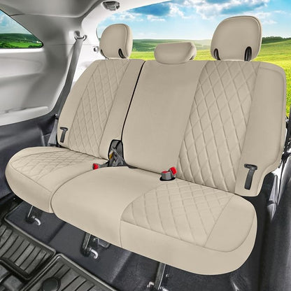 FH Group Custom Fit Car Seat Covers Specifically Made for 2011-2020 Toyota Sienna 7-8 Seater with Ultraflex Neoprene Water Resistant Automotive Seat Covers - 3rd Row Solid Beige