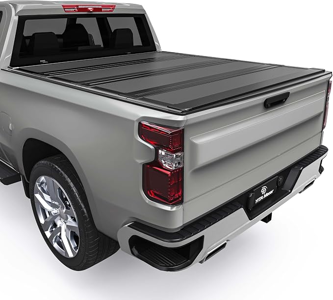 YITAMOTOR Low-Profile Hard Quad-Fold Truck Bed Tonneau Cover Compatible with 2019-2026 Chevy Silverado/GMC Sierra 1500 New Body Style with 5.8 ft Bed Without Multi-Flex Tailgate