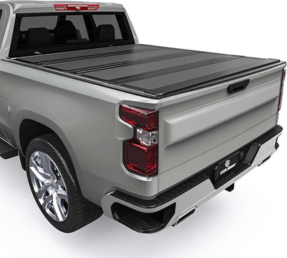 YITAMOTOR Low-Profile Hard Quad-Fold Truck Bed Tonneau Cover Compatible with 2019-2026 Chevy Silverado/GMC Sierra 1500 New Body Style with 5.8 ft Bed Without Multi-Flex Tailgate