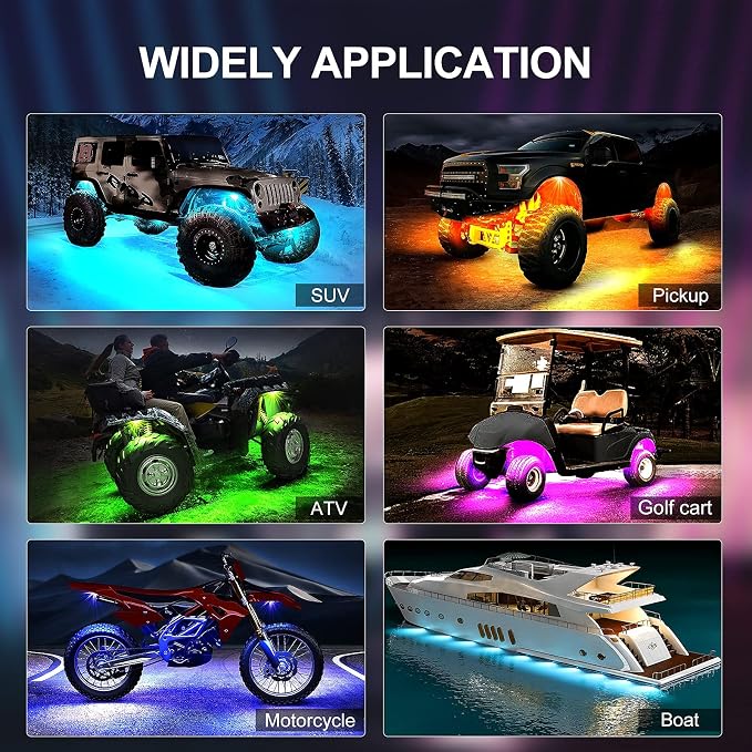 YiLaie RGB LED Rock Lights, with Phone App/Remote Control & Timing & Music Mode Rock Lights Kits, Waterproof Underglow Light for Jeep ATV RZR UTV SUV Off Road AUTO Motorcycle (6 Pods)