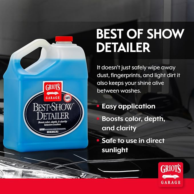 Griot's Garage Best of Show Detailer for Car Detailing, Wipes Away Dust, Fingerprints, and Light Dirt, Improves Paint Gloss and Color Between Washes, 11042, One Gallon
