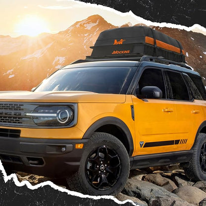 Mockins 50"x36"x4.5" Extendable Car & SUV Rooftop Cargo Carrier 250Lbs Cap | Heavy Duty Roof Rack Basket | Car Topper Luggage Carrier Waterproof & All-Weather Steel Set with Ratchet Straps & Cargo Net