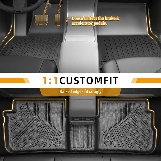 Floor Mats for Audi Q5 & SQ5 2018 2019 2020 2021 2022 2023 2024 2025, TPE 2020 Q5 Floor Mats 1st & 2nd Row & Cargo Liner,Waterproof Summer Winter Non-Slip Floor Liners Car Accessories