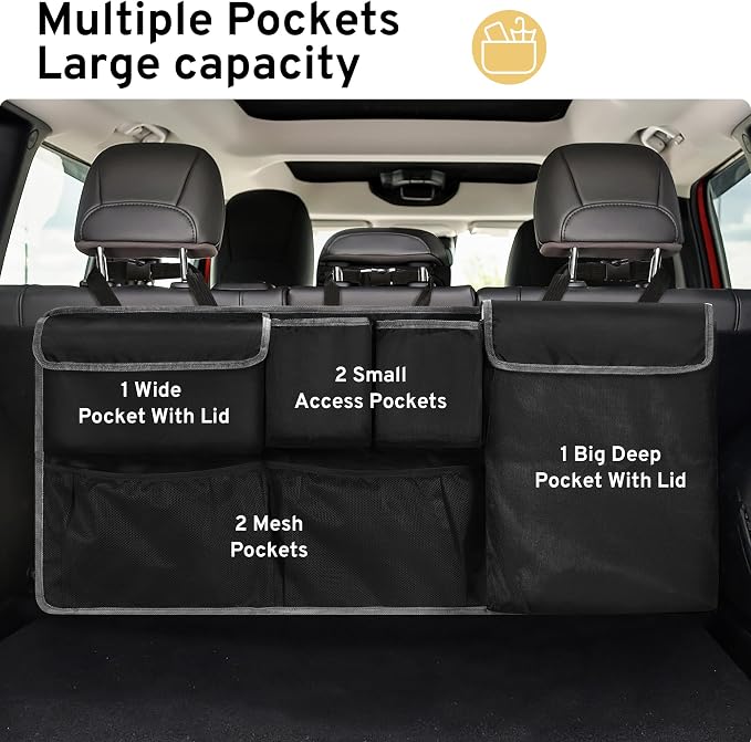XHRING Car Trunk Organizer Backseat Hanging Storage Bag for Toyota Rav4 4Runner Sienna Highlander Corolla Cross Sequoia Venza Yaris SE XSE LE Hybrid XLE Limited Platinum SUV Accessories 2000-2025 2026
