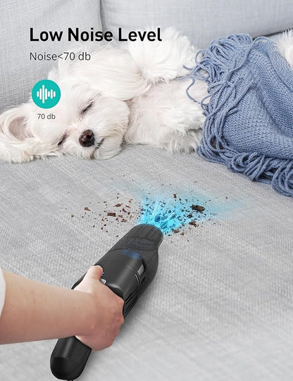 Aspiron Cordless Handheld Vacuum, 24KPA Powerful Car Vacuum, 2-Speed, 2 Charging Methods, Wireless Charger, Ergonomic Handle, Portable Rechargeable Vacuum Cleaner for Car, Home, Black Grey