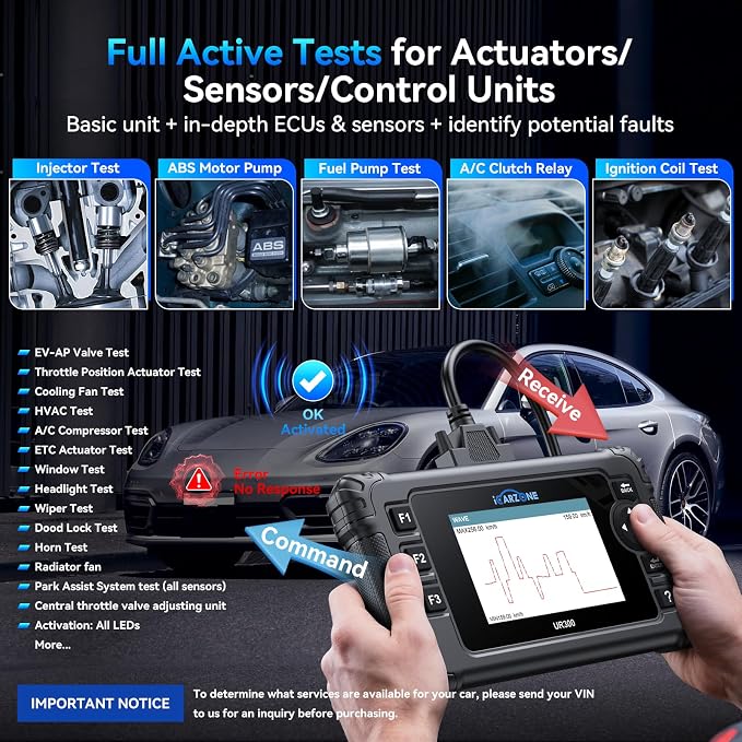 UR300 Diagnostic Scan Tool for All Cars, 49 Resets with 200+Subfuncitons, 4000+Bidirectional Test Items, Battery Registration, OBD2 Scanner, ECU Coding for BMW/VW/Audi, Auto VIN CAN FD