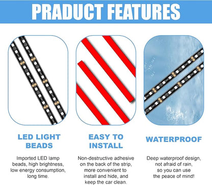 Car LED Strip Light, 24 LED RGB Neon Auto Interior Atmosphere Lights, 12V Cigarette Lighter Under Dash Ambient Night Light, Auto Decorative Lamp Accessory for Car Truck (Red, Cigar Lighter)