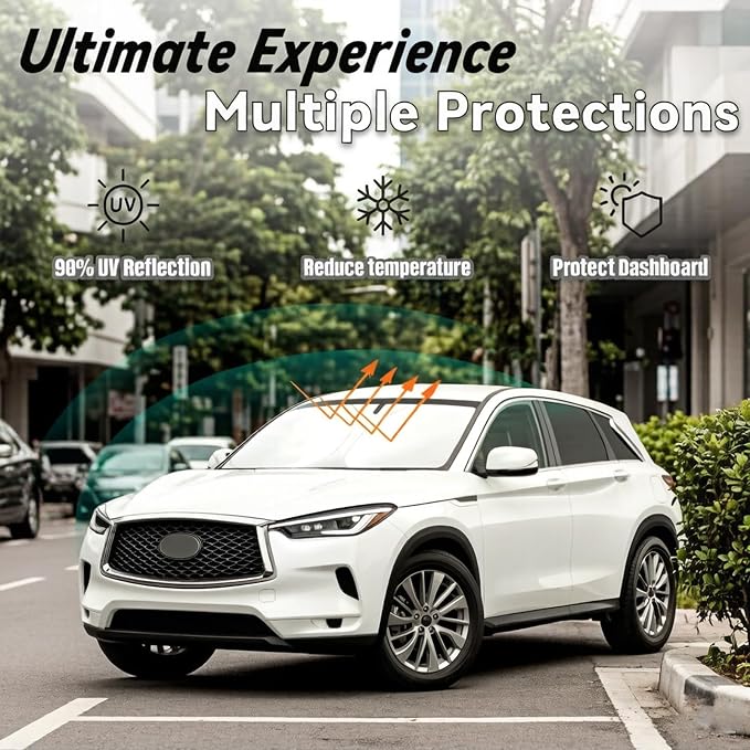Windshield Sun Shade for Infiniti QX50 2019-2021 & 2021-2026 QX55, Car Front Window SunShades Shield Cover Sun Visor Protector with 240T Fabric UV & Sun Heat Protection Accessories