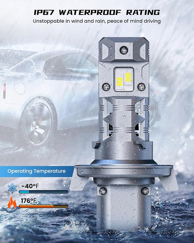 FRANXI H13/9008 Bulbs Fog Light Hi/Low Beam, 16000 LM Super Bright 6000K Cool White, 1:1 Size Design, IP67 Waterproof Accessory Light Kits., Plug and Play, Pack of 2