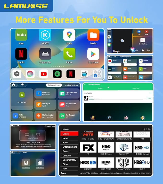Magic AI Box 3.0 CarPlay 4-in-1 Wireless Carplay Adapter & Android Auto Dual WiFi + 4G SIM Split-Screen & Mirroring Supports TF Card Video Dowanlaod Any App for OEM Wired Car Play