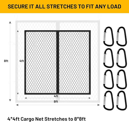 Heavy Duty Cargo Net for Truck Bed,Durable Truck Bed Extender Tailgate Cargo Net with 4 Adjustable Buckle Straps,Fit for Full Size Pickup (48‘’x48’’(Single Layer))