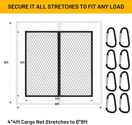 Heavy Duty Cargo Net for Truck Bed,Durable Truck Bed Extender Tailgate Cargo Net with 4 Adjustable Buckle Straps,Fit for Full Size Pickup (48‘’x48’’(Single Layer))