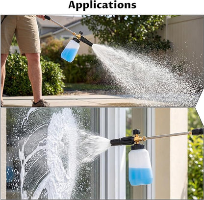 Lichamp Foam Cannon for Pressure Washer, 1000ml Wide Mouth Snow Foam Lance, 1/4 Inch Quick Connector, Adjustable Foam Thickness & Spray Width, Brass Head & Stainless Steel for Car, Driveway, Patio