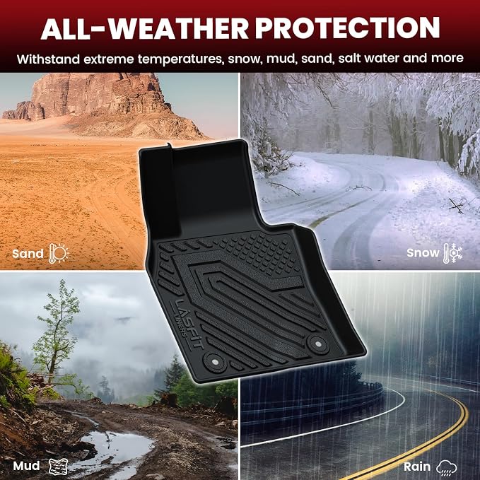 LASFIT Floor Mats & Backrest Mats & Trunk Mat for Mazda CX50 2023-2026 (Not for Hybrid) All Weather TPE Custom Fit Floor Liners Car Mats Accessories, 1st & 2nd Row & Seatback & Cargo Mats, Black