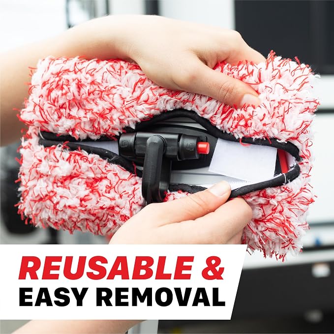 Maxshine Red & White Microfiber Replaceable Head Cover for Premium IncrediStick – Scratch-Free Cleaning for Cars, Trucks, Boats & RVs – Car Detailing Accessory