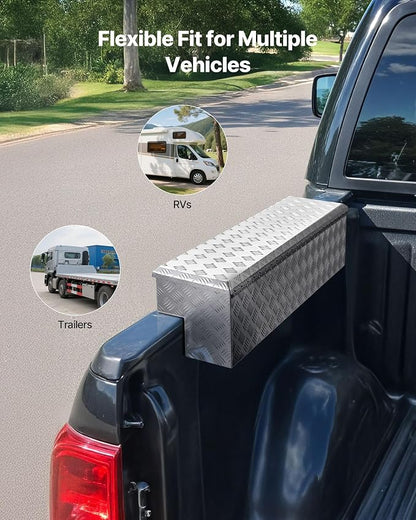 VEVOR Truck Bed Tool Box, Heavy Duty Aluminum Tool Box with Tread Patterns, Storage Toolbox Chest Organizer with Lock and Key, Ideal for Pickup, Truck Bed, RV, Trailer, 48 x 13.4 x 13 in, Silver