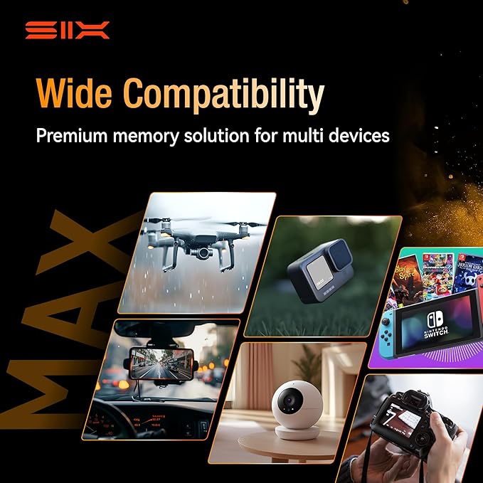 SIX M200 256GB Micro SD Card Read Up to 190MB/s for 4K UHD Continuous Recording - A2, U3, V30 microSDXC Memory Card 256GB with Adapter for Action Cameras, Drones, Gaming Consoles, Dash Cams, Phones