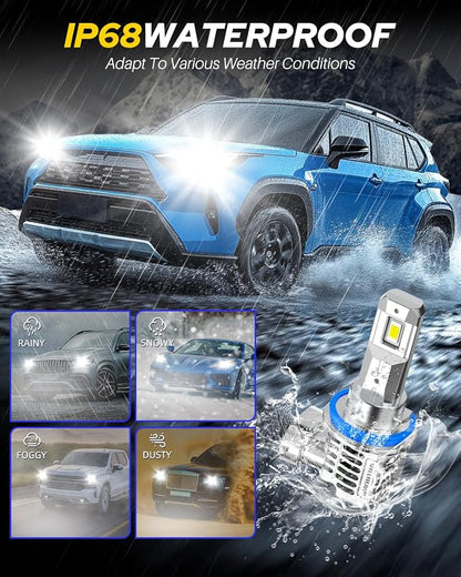 AUTOONE 150,000LM 9005/HB3 and H11/H9/H8 Fog Light Bulbs, 1500% Brightness HB3 H11 Bulbs Combo with Cooling Fan, 6500K White, Pack of 4