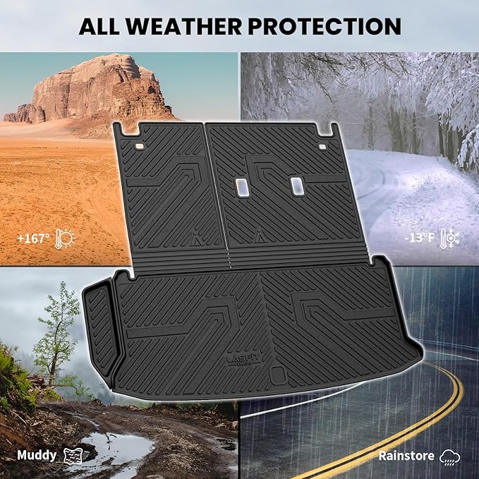 LASFIT Cargo Mat for Toyota Grand Highlander 2026 2025 2024 (Not for Highlander), All Weather TPE Custom Fit Rear Trunk Mat for 2026-2024 Grand Highlander Cargo&Backrest Mats