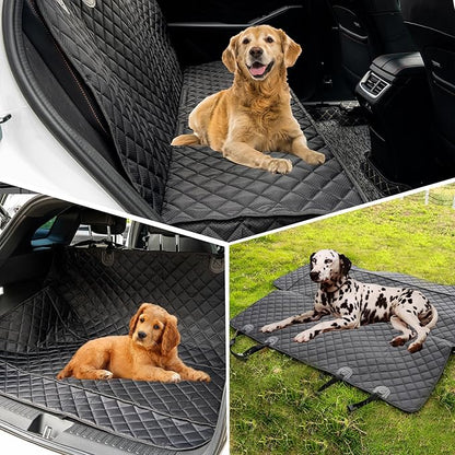 JSTHT Dog Car Seat Cover for Back Seat Waterproof Bench Seat Cover Protector Nonslip Durable Soft Pet Dog Back Seat Cover for Car, Truck, & SUV (Black)