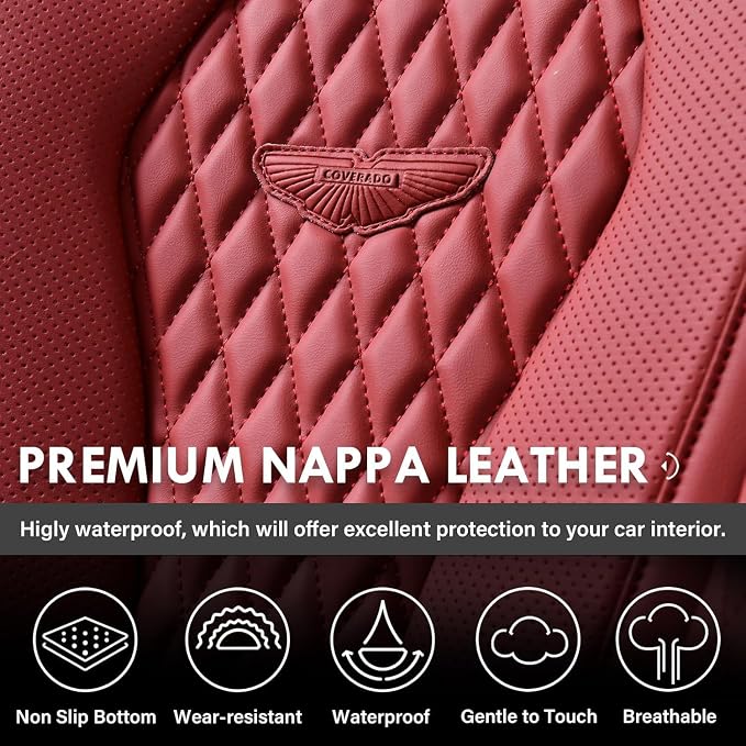 Coverado Red Seat Covers, Car Seat Covers Front Seats, Driver Car Seat Cover, Waterproof Car Seat Covers, Car Seat Cushion, Front Auto Seat Covers, Car Seat Protector Universal Fit Most Cars