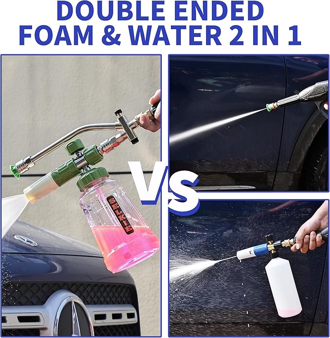 Selkie Foam Cannon Dual Connector Accessory,Pressure Washer Double Tip Attachment for Foam Blaster with with 5 Power Washer Sprayer Nozzles, 1/4" Quick Connect, 3600 PSI