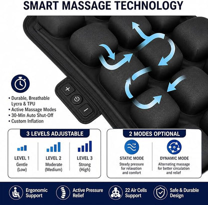 Alternating Air Wheelchair Cushion, Pressure Relief Seat Cushion with Air Cell Massage, USB Powered Breathable Cushion for Wheelchair, Office Chair, Long Sitting