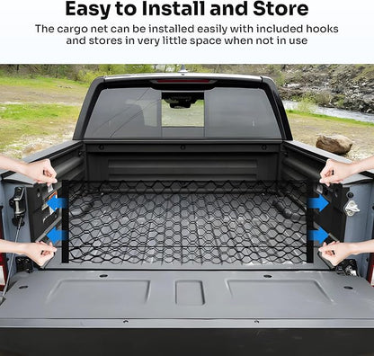 Canvcle Trunk Cargo Net for 2017-2026 Honda Ridgeline Accessories Envelope Style Mesh Trunk Net Organizer and Storage Stretchable Adjustable Elastic Nylon Rear Cargo Netting with Hooks