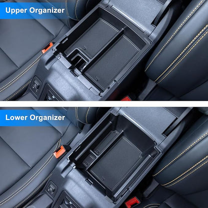 TOPINSTALL Double-Layer Tray Compatible with 2025 2026 Ford Bronco 4 Doors Automatic Transmission ONLY, Full Size Bronco 2PCS Console Organizer (Not for Manual Transmission & 2 Doors & Bronco Sport)