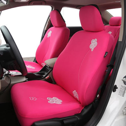 FH Group Car Seat Covers Floral Full Set Pink Automotive Seat Covers, Airbag and Split Rear Car Seat Cover Universal Fit Interior Accessories for Cars Trucks and SUV Car Accessories Car Seat Protector