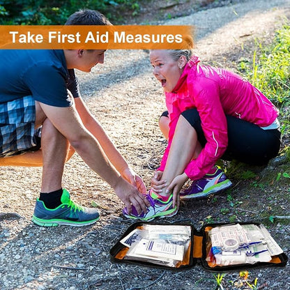 300Piece Portable First Aid Kit Refill Supplies for Car Mini Caming Emergency First Aid Kit Hiking Survival Essential Kit for Outdoor Adventure Emergency Case, Orange 1st Aid