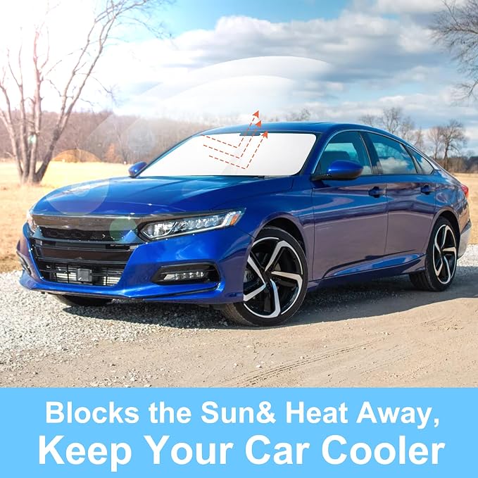 TINGLU Sun Shade for Honda Accord Sedan 2018-2022 Accessories Windshield Sun Shade Window Shade UV Rays Protection Sun Visor Cover with Steering Wheel Sunshade Storage Bag