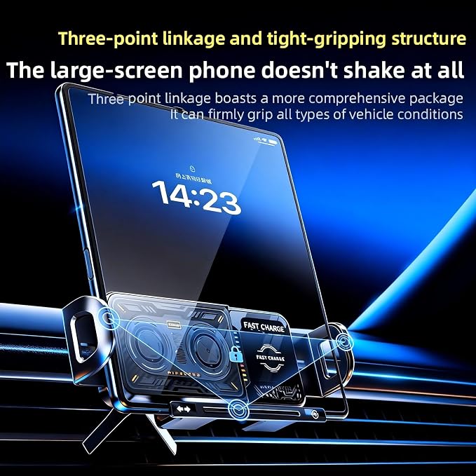 Wireless Car Charger, 2026 Upgrade 15W Fast Charging with LED Light Auto Clamping Phone Holder for iPhone 16/15/14/13 Mini Pro Max, Samsung Galaxy S25 Ultra, S24/S23 etc (Black + Fixed Bracket)