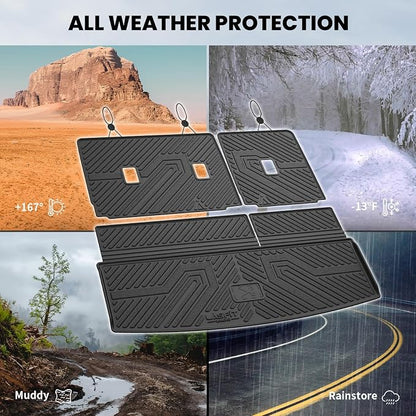 LASFIT Cargo Mat for Ford Expedition Standard&Lincoln Navigator Standard 2018-2024 Backrest Liner, Custom Fit All Weather Protector Split Design Easy Installation Trunk with Seatback Mat,4 pcs Black
