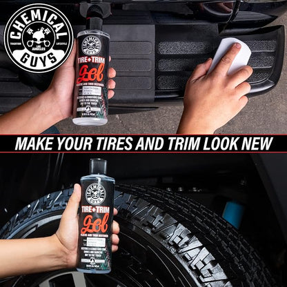Chemical Guys Tire And Trim Gel For Plastic And Rubber, Restores Faded Tires, Trim, And Bumpers, Enhances Shine And Protection, Safe For Cars, Trucks, SUVs, Motorcycles, RVs & More, 16 Fl Oz