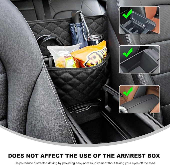 Car Net Pocket Handbag Holder, Large Capacity Automotive Purse Holder Organizer Between Two Seats, Leather Seat Storage Holders Barrier of Backseat Pet Kids, Car Accessories