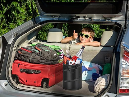 Ginsco 4 Gallons New Leakproof Car Trash Can, Large Trash Can Pop-up Collapsible Hanging Car Trash Bin, Waterproof PEVA Liner Open-Top Garbage Can for Cars Home Office Camping