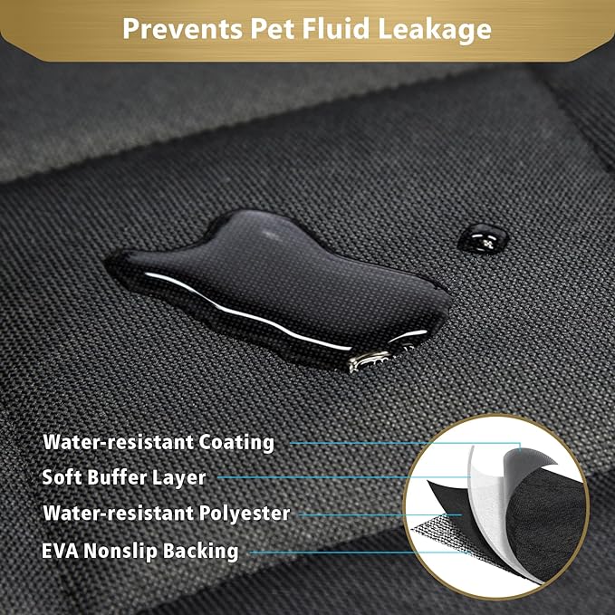 F-color SUV Cargo Liner for Dogs, Heavy Duty Water Resistant Pet Cargo Cover Dog Seat Cover Mat for Mid-Size SUVs Sedans Vans with Bumper Flap Protector, Non-Slip, Standard Size Universal Fit, Black