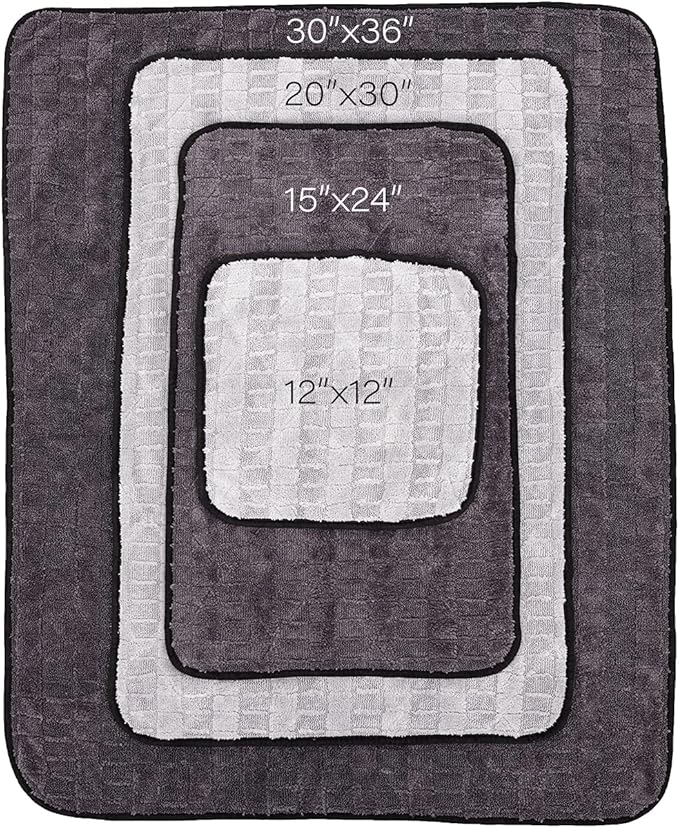 The Rag Company Gauntlet Car Drying Towel, Ultra-Absorbent 70/30 Blend Korean Microfiber, Dries Vehicles Faster Without Scratching, 900 GSM, 12x12 Inches, Ice Grey/Grey, 3-Pack