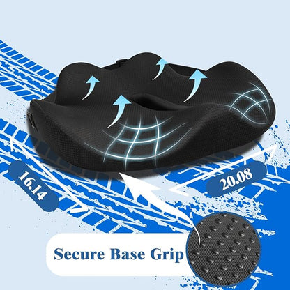 X-Large Seat Cushion for Truck Driver, Upgraded Cushion for Back Support and Pain Relief, Memory Foam with Non-Slip Washable Cover, Relieves Long-Term Truck Sitting and Pain Black